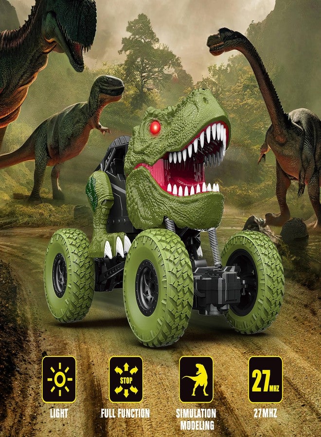 YEZI Remote Control Dinosaur Car for Kids Boys, 2.4Ghz All Terrain Remote Control Dinosaur Truck with Light, Rechargeable 4WD Off Road RC Car Toys for Kids 3 4 5 6 7 8-12 Year Old Boys Girls Birthday Gift - Image 2